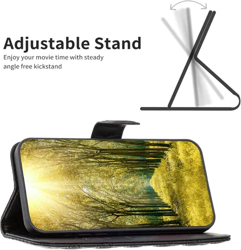 Miniatura 2 de jioeuinly Kalley Black 3 - Funda compatible con Kalley Black 3, funda para teléfono con soporte abatible para mujer, cartera XXF, color negro