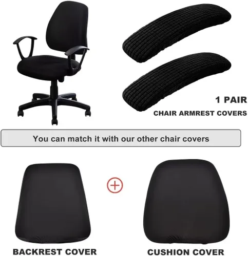 Miniatura 7 de SARAFLORA Funda para silla de oficina, elástica, resistente a las manchas, de elastano, para silla de computadora, para sillas de escritorio, brazo