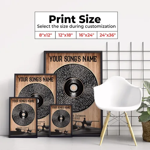 Miniatura 7 de H-DEWALL Póster personalizado de letras de canciones, regalo de boda único para parejas, personaliza con tus propias fotos, nombres y fecha, sin