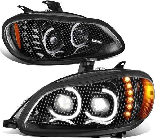 DNA MOTORING HL-HAY-015-BK - Par de faros delanteros de señal de giro DRL con doble LED Halo, proyector de haz alto/bajo, compatible con Negro