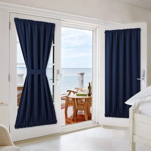 Miniatura 68 de NICETOWN Cortinas opacas unicolor con aislamiento térmico para puerta francesa, granja, oscurecimiento de habitación, puertas y ventanas de Marrón