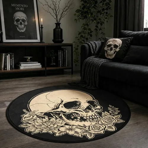Miniatura 13 de keepcute Alfombra Redonda de Registro de Música Negra para Dormitorio, Sala de Estar, Estudio, Alfombra Antideslizante para Jugar, Alfombra
