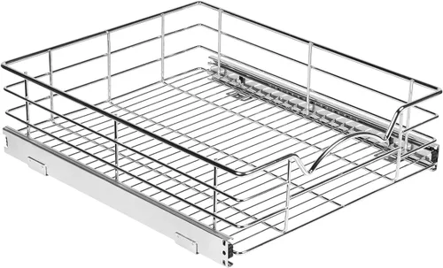 HOLDN' STORAGE Organizador de gabinete extraíble, cajón deslizante para armarios de cocina y despensa, estante enrollable para ollas, sartenes y