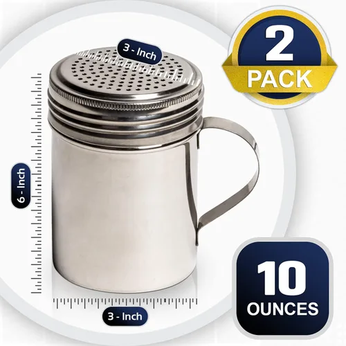 Miniatura 2 de Coctelera versátil de acero inoxidable, juego de 2 agitadores de azúcar en polvo, agitador de azúcar en polvo de acero inoxidable con asa, tamiz