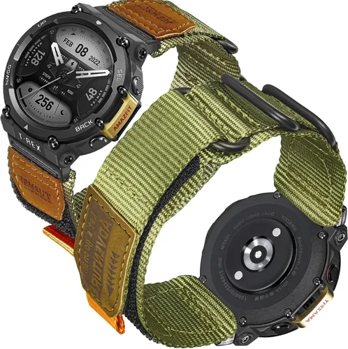 Miniatura 5 de torbollo Compatible con Amazfit T-Rex/T-Rex Pro/T-Rex 2, correa de reloj de nailon duradera, correa de grado militar con aro y bucle hebilla