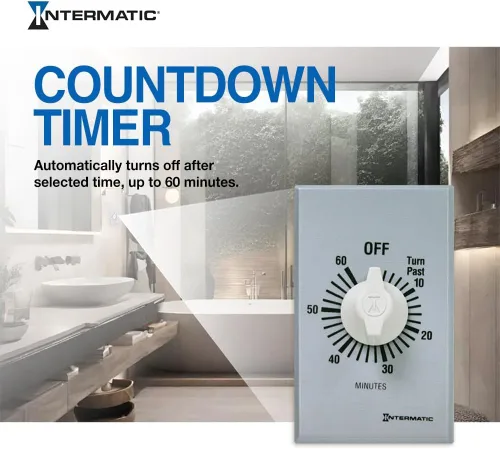 Miniatura 4 de Intermatic SW60MK - Temporizador de resorte de 60 minutos, control de ahorro de energía para luces LED/CFL, uso versátil para ventiladores, motores