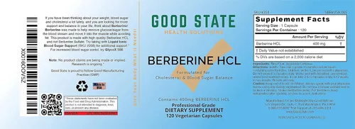 Miniatura 4 de Good State Berberina HCL 400mg, 120 Cápsulas Vegetarianas