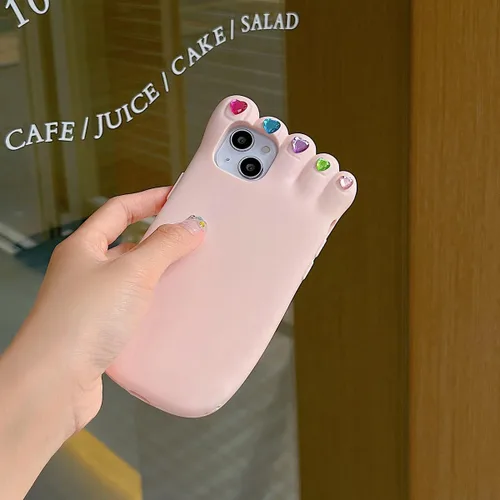 Miniatura 2 de Funda para iPhone 13 Pro Max, fundas 3D Kawaii para teléfono, divertidas y lindas de dibujos animados con pie de uñas decoradas, funda de silicona