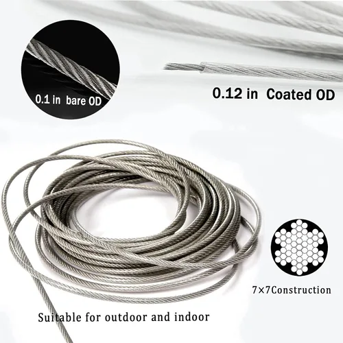 Miniatura 4 de MHY Tendedero pesado de 10 pies, línea de ropa de acero inoxidable 304 para exteriores, cuerda de alambre resistente con sistema retráctil, cuerda