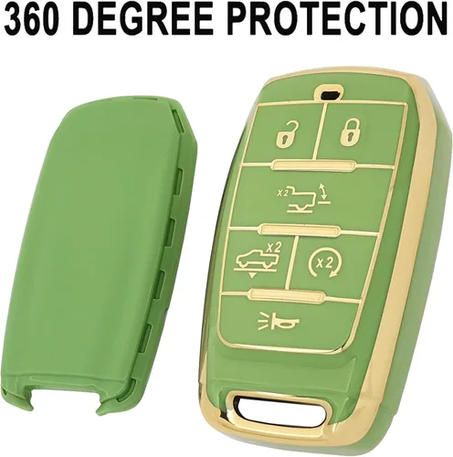 Miniatura 4 de Funda para llavero RAM 1500 2019-2020, protector de piel, accesorios de funda de entrada sin llave (verde)