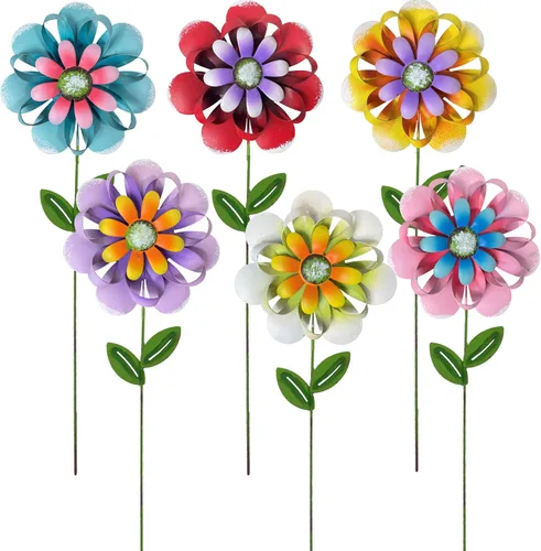Juego de 6 estacas de metal para jardín, decoración al aire libre, decoración de jardín y jardín, decoración para césped y patio, resistente al