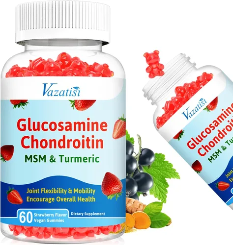 Miniatura 10 de Paquete de 2 gomitas de glucosamina y condroitina, glucosamina condroitina con MSM, saúco, cúrcuma, suplemento de apoyo articular para adultos