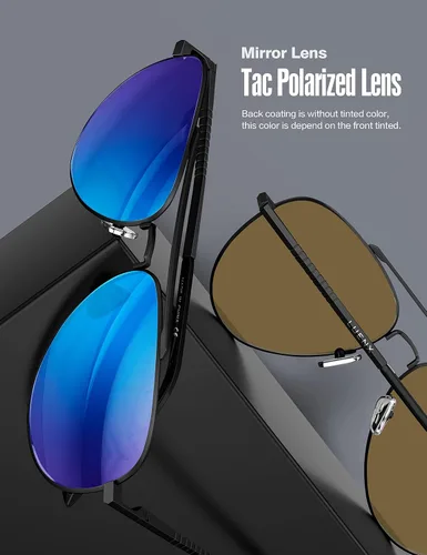 Miniatura 4 de LUENX, Aviator - Gafas de sol polarizadas, para hombres y mujeres, protección UV 400, con funda 60MM