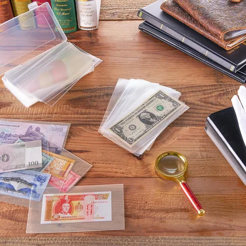 Miniatura 5 de 100 piezas de fundas para monedas - Portadólares transparentes con caja de almacenamiento, protector de billetes para colección de billetes