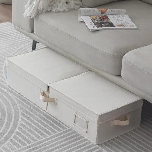 Miniatura 8 de Sukkiri - Contenedor de almacenamiento para debajo de la cama con tapa superior, organizador grande de tela plegable para armario, mantas, ropa