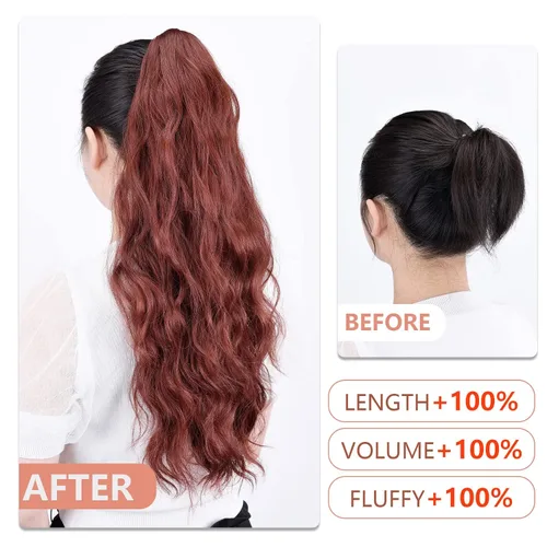 Miniatura 220 de Extensiones de cola de caballo de cabello rubio, extensiones de cola de caballo para mujer, pinza de extensiones de cabello rizado de 12 pulgadas
