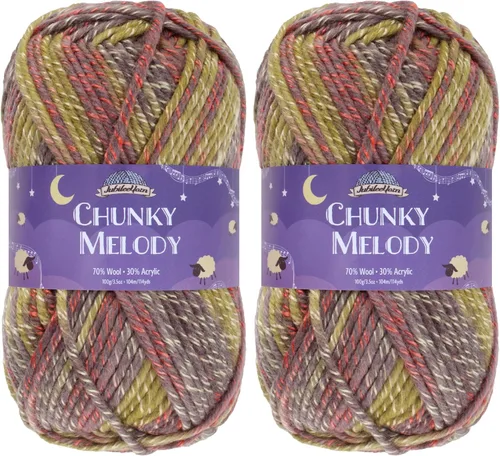 Miniatura 47 de JubileeYarn Chunky Melody - Hilo para tejer 100g/madeja, mezcla de lana gruesa, color maíz naranja - 2 madejas 15 Maíz Naranja