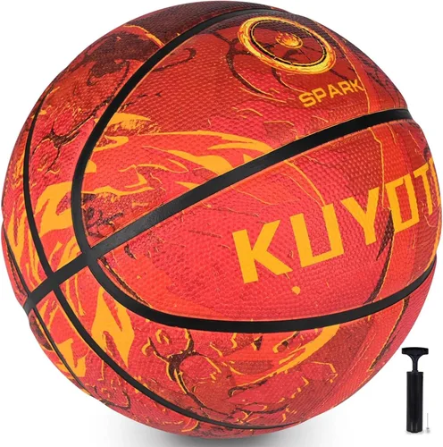 Miniatura 23 de KUYOTQ - Baloncesto para niños, jóvenes y adultos, tamaño 3/4/5/6/7 (22/25.5/27.5/28.5/29.5"), baloncesto premium de goma o cuero sintético