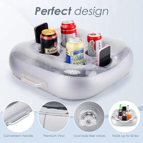 Miniatura 3 de Soporte para bebidas, flotador de bebida para fiesta en la playa, accesorios para piscina y bañera de hidromasaje con gran capacidad multiusos