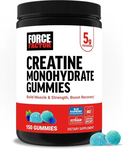 Force Factor Gomitas de monohidrato de creatina, certificado NSF, dosis de 0.18 oz para hombres y mujeres para apoyar los músculos, la fuerza, la