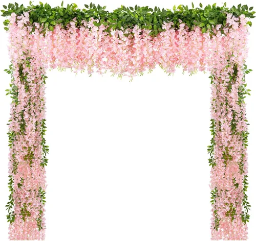 Miniatura 15 de U'Artlines 10 Piezas 7.2 Pies/Pieza Guirnalda de Glicina Artificial de Seda Flores de Glicina Negra Falsas Follaje Colgante Vides Guirnaldas