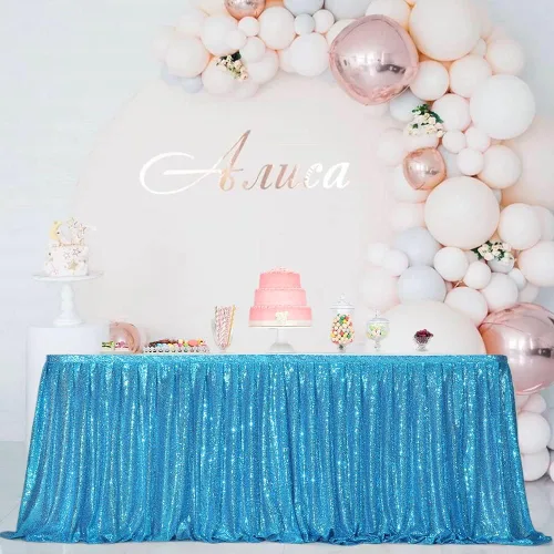 Miniatura 11 de Eternal Beauty Falda de mesa de lentejuelas de 6 pies para fiesta, boda, cumpleaños, baby shower, decoración de vacaciones