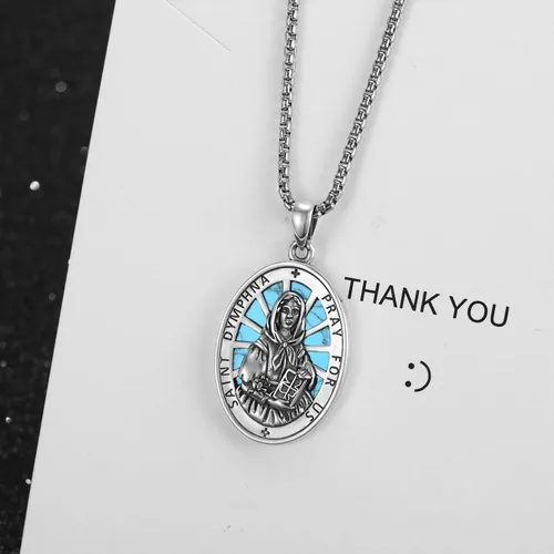 Miniatura 290 de Collar de plata de ley 925 con medalla de San Patrón, colgante de protección católica, amuleto, joyería religiosa para hombres y mujeres