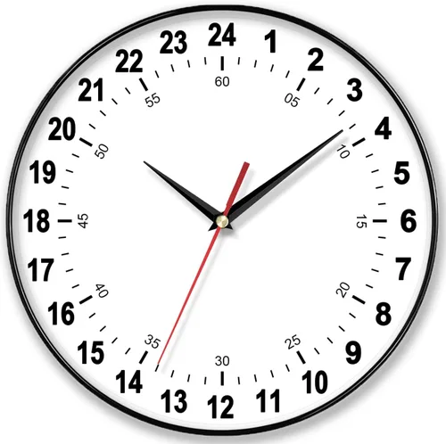 Miniatura 9 de Reloj de pared de 24 horas, reloj de pared redondo de 12 pulgadas, fácil de leer, esfera blanca, estilo moderno y simple, reloj de decoración