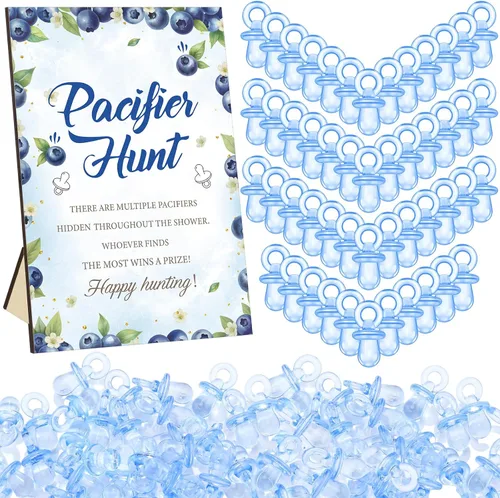 Miniatura 44 de Thyle Juego de 51 piezas de chupete de caza para baby shower, incluye signo de caza y 50 chupetes acrílicos para decoración de juegos de baby Rosa