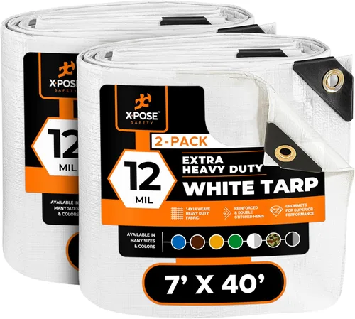 Miniatura 210 de Lona protectora Xpose Safety multiusos, de poliéster blanco, resistente, resistente al agua, resistente a la intemperie, resistente a rasguños