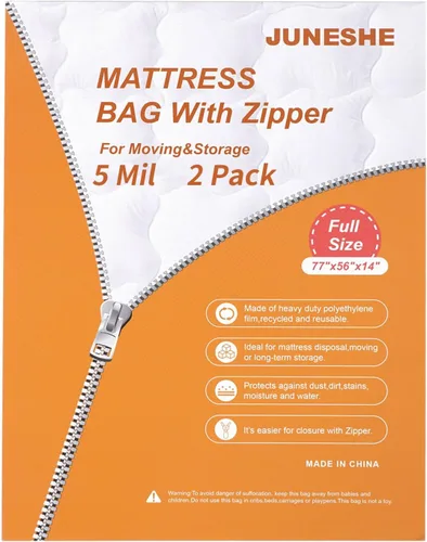 Miniatura 11 de Bolsa de almacenamiento de colchón individual con cremallera, funda de 5 mil de grosor Plastic Mattress Protector, Moving Supplies, Waterproof