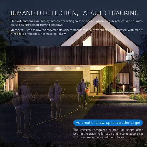 Miniatura 3 de EVERSECU Tuya Smart WiFi 5MP 20X Zoom óptico de seguimiento automático PTZ cámara de seguridad PTZ para exteriores, panorámica/inclinación/zoom