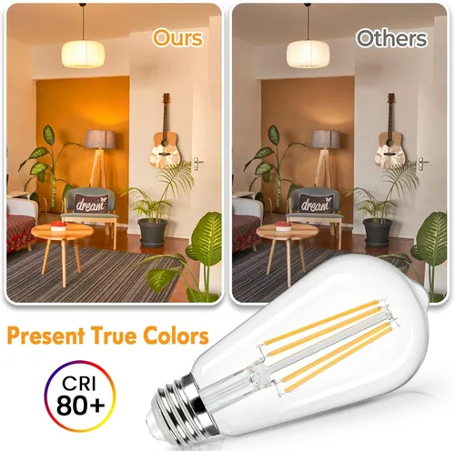 Miniatura 4 de Brightever Bombillas LED Edison vintage equivalentes a 60 W, 6 W ST58 blanco cálido 2700 K, bombillas de filamento LED antiguo con base media E26