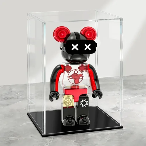Miniatura 9 de LANSCOERY Vitrina de Acrílico, Caja de Exhibición Ensamblable para Coleccionables, con Diseño a Prueba de Polvo y Sin Costuras, Base Negra de Negro