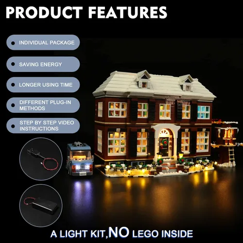 Miniatura 3 de BrickBling Iluminación LED compatible con Lego Home Alone 21330 Kit de construcción, versión de sonido compatible con Lego 21330, reproducción