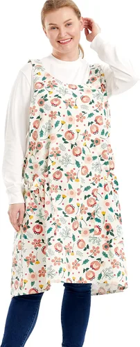 Miniatura 35 de Delantales grandes de talla grande para mujer con bolsillos de algodón y lino para hornear cocina