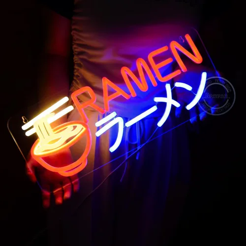 Miniatura 2 de Britrio Ramen ラーメン Letrero de neón con luces LED para decoración de pared, letreros de neón para restaurantes, barras de casa, cocina, comedor