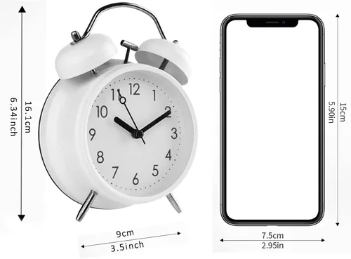 Miniatura 3 de PILIFE Reloj despertador analógico, 4 pulgadas, súper silencioso, sin tictac, con luz de fondo, sin repetición, funciona con pilas, campana ruidosa
