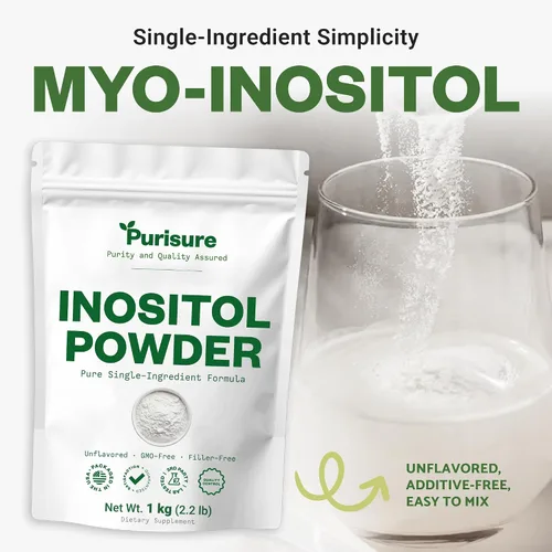 Miniatura 5 de Purisure Inositol en polvo, 2.2 lbs, fertilidad, equilibrio hormonal y apoyo ovárico, polvo de inositol puro, suplemento de inositol para apoyar