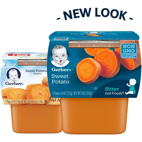 Miniatura 4 de Gerber 2nd Food Baby Food - Puré de batata (2 unidades) y Gerber My 1st Veggies Kit de inicio (zanahoria, frijoles verdes y puré de batata)