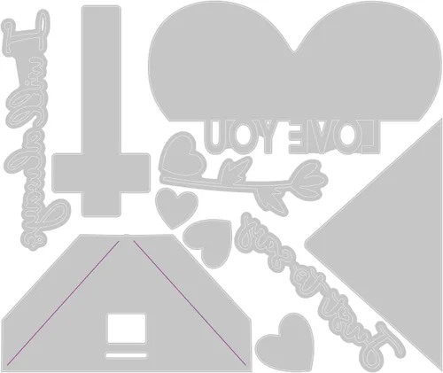 Miniatura 2 de Sizzix Thinlits - Juego de 10 tarjetas deslizantes de corazón de Olivia Rose 666019 Capítulo 4 2022 Oblea, gris