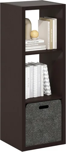 Miniatura 36 de Furinno Organizador de Almacenamiento en Cubos Decorativos con Respaldo Abierto, 4 Cubos, Gris Claro