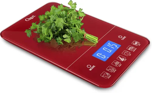 Miniatura 4 de Ozeri Touch III balanza digital de cocina de 22 libras con contador de calorías y vidrio templado., rojo (Red Engine)