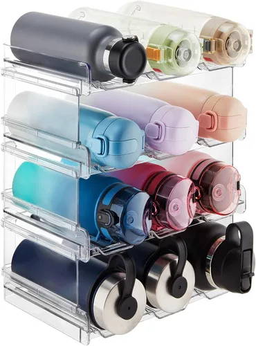 Miniatura 10 de Lifewit Organizador apilable de botellas de agua para gabinete, soporte de plástico para botellas y vasos de hasta 3.8 pulgadas de diámetro