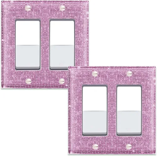 Miniatura 17 de 1 funda para interruptor de luz brillante – Cubierta de placa de interruptor con purpurina dorada con diamantes de imitación 2.2 lbs-2-Oro