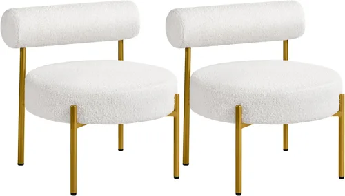 Miniatura 12 de Yaheetech Silla de tocador moderna acolchada con patas doradas para dormitorio, sala de maquillaje, oficina en casa, negro