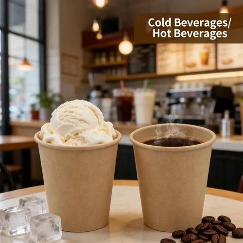 Miniatura 3 de Vasos de papel kraft de 12 onzas, 200 unidades, desechables para bebidas de café frío y caliente, para picnic y vida cotidiana, oficina y viajes