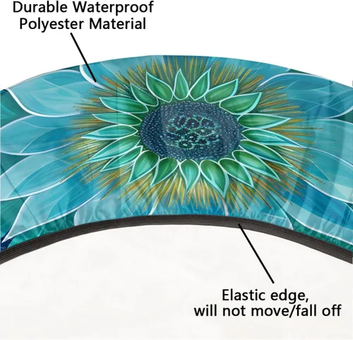 Miniatura 3 de Pardick Mantel redondo ajustable con diseño de flores color verde azulado, con diseño de mandala, con elástico, impermeable, lavable