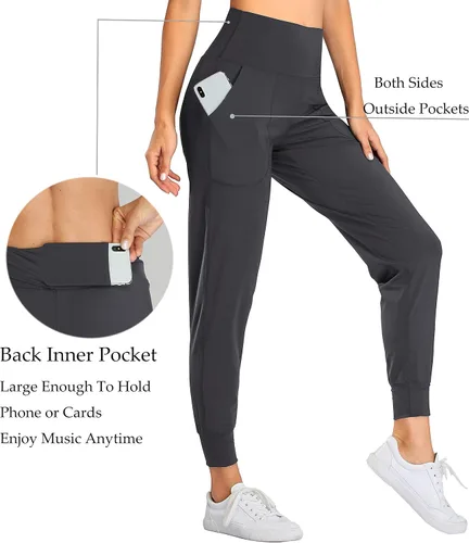 Miniatura 92 de Oalka - Pantalones deportivos para mujer, con cintura alta y bolsillos, para hacer deporte, yoga y entrenar