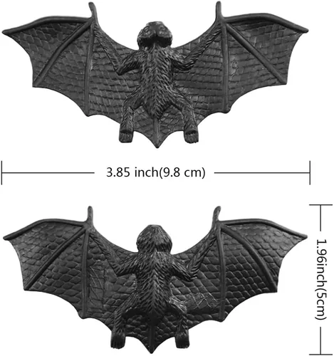 Miniatura 2 de SaktopDeco Murciélagos negros de 4 pulgadas, decoración de Halloween, mini murciélago 3D, juguete de plástico para fiesta, murciélagos artificiales